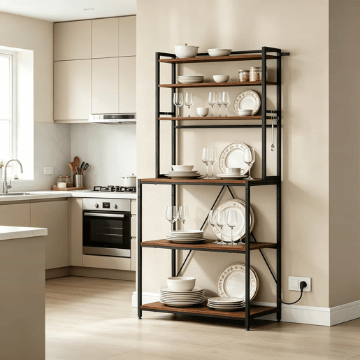 Mesa de café 40x80x167 cm - Estilo moderno com prateleiras de arrumação e tomadas integradas - Castanho rústico Mesa de café 40x80x167 cm - Estilo moderno com prateleiras de arrumação e tomadas integradas - Castanho rústico