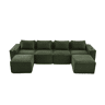 Sofá modular de 4 lugares u2014 com 2 banquetas, porta-copos, bolsos laterais, molas ensacadas e espuma de alta densidade, embalado e pronto a montar u2014 Verde