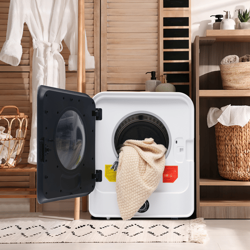Secador de roupa 3 kg - Aço inoxidável, 5 programas, proteção contra sobreaquecimento, montável na parede - Branco Secador de roupa 3 kg - Aço inoxidável, 5 programas, proteção contra sobreaquecimento, montável na parede - Branco