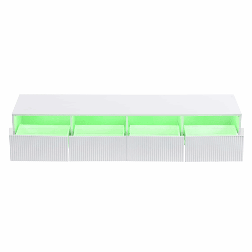 Móvel de TV moderno 178 cm - Design minimalista, grande capacidade, 4 gavetas, MDF e acrílico - Branco
