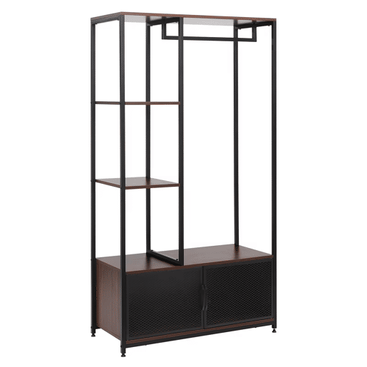 Cabideiro de pé - Organizador de roupa aberto e multifuncional para o quarto e a entrada - Preto