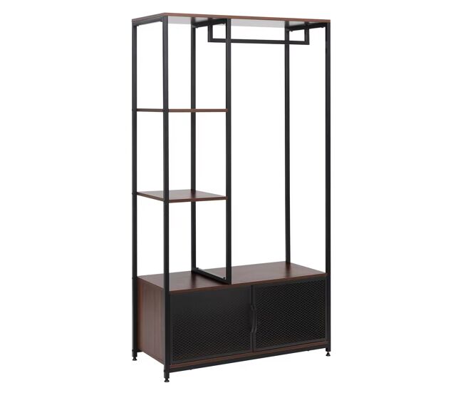 Perchero de pie - organizador de ropa abierto multifuncional para dormitorio y recibidor - negro