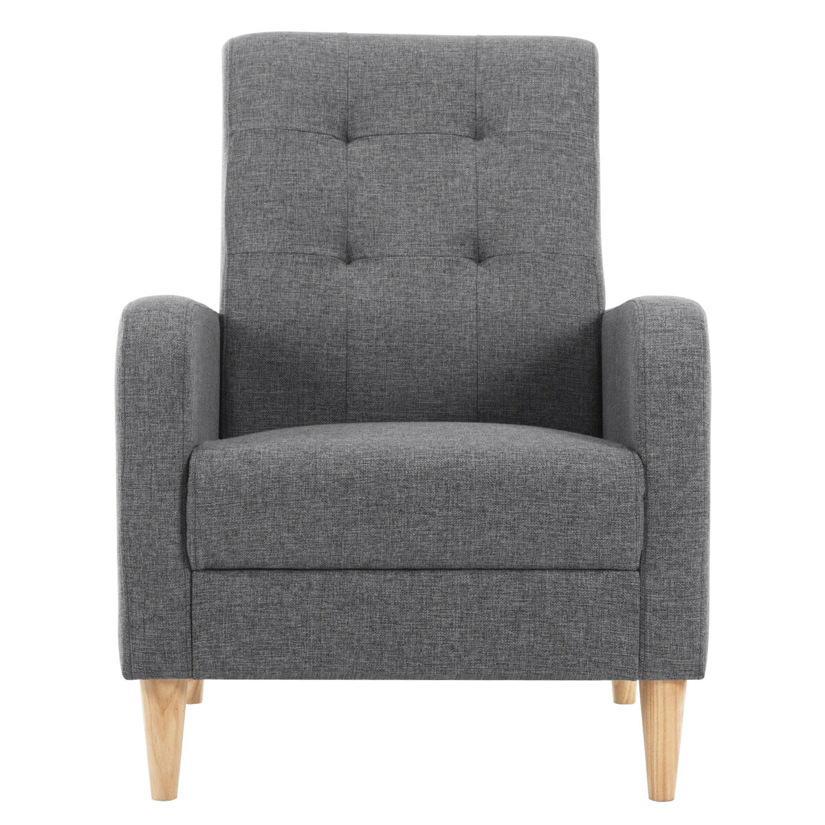 Sillón individual 54x61x90,5 cm - estilo nórdico, silla lounge para dormitorio - gris oscuro
