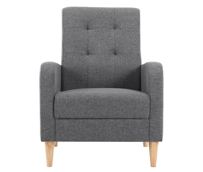 Sillón individual 54x61x90,5 cm - estilo nórdico, silla lounge para dormitorio - gris oscuro