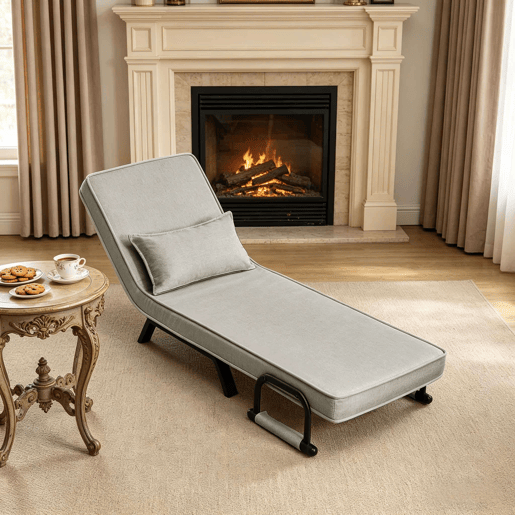Poltrona-cama conversível 65x75x78 cm - Encosto ajustável, sofá-cama extensível, poltrona multifunções para ver televisão - Cinza claro Poltrona-cama conversível 65x75x78 cm - Encosto ajustável, sofá-cama extensível, poltrona multifunções para ver televisão - Cinza claro