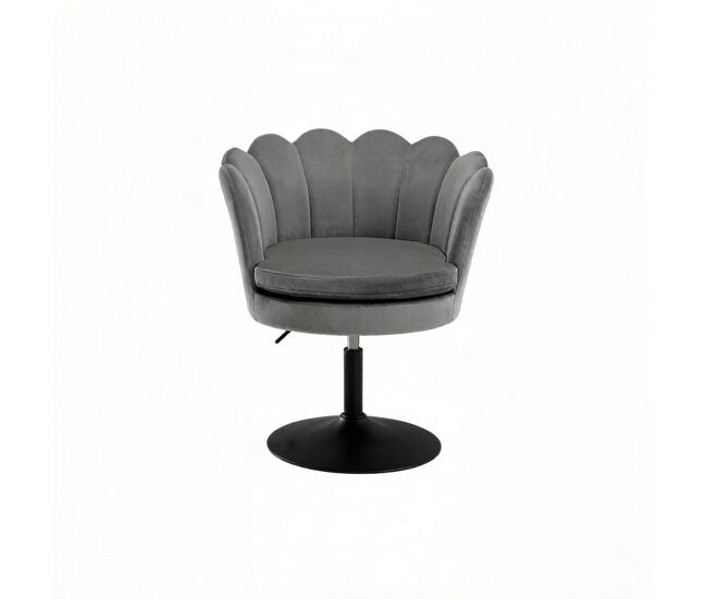 Sillón giratorio 61,5x65x83 cm - forma de flor, altura baja, asiento de maquillaje y comedor multifunción - gris oscuro
