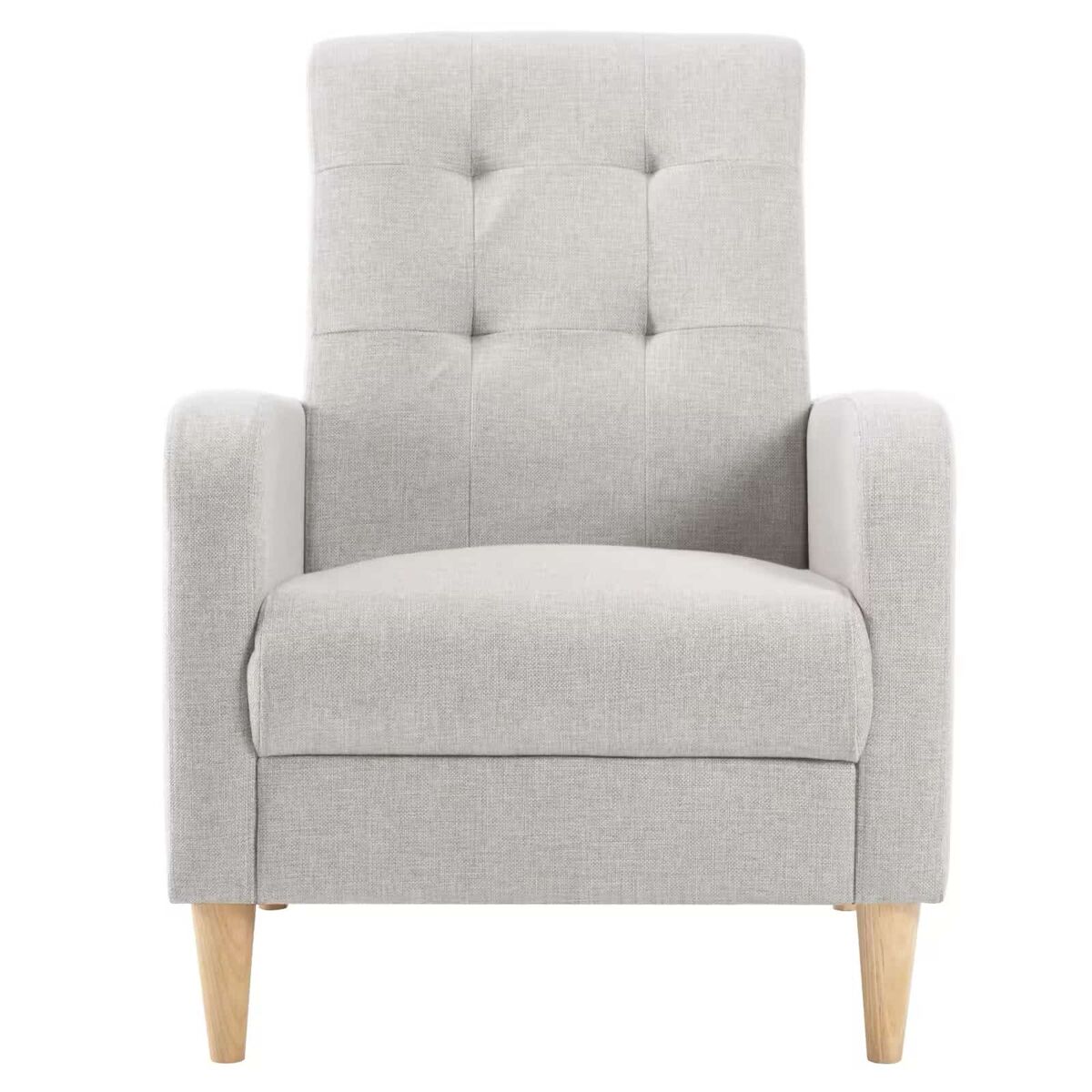 Sillón 54x61x90,5 cm - estilo nórdico, asiento individual, silla lounge para dormitorio - gris claro