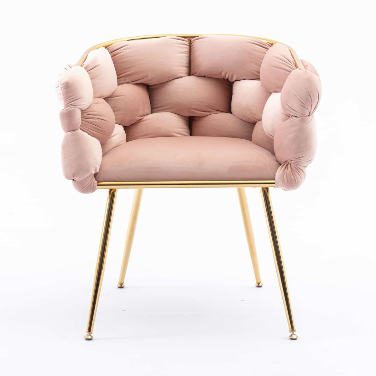 Sillón auxiliar 58x59x69 cm - moderno con estructura metálica, tapizado elegante para dormitorio y salón - rosa