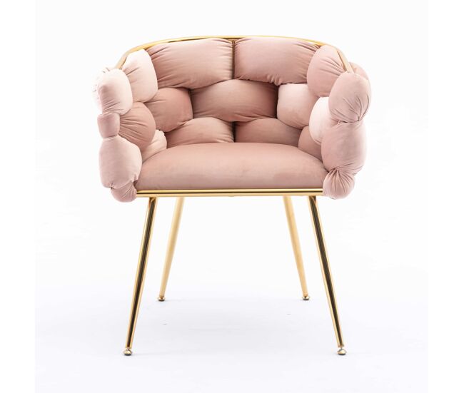 Sillón auxiliar 58x59x69 cm - moderno con estructura metálica, tapizado elegante para dormitorio y salón - rosa