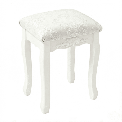 Banco de toucador 37 x 30 x 50 cm u2014 design vintage almofadado para quarto u2014 branco creme