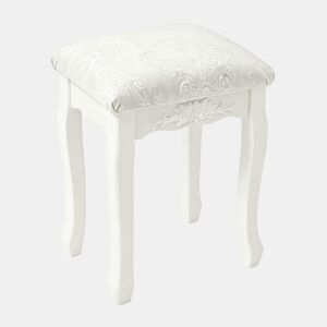 Banco de toucador 37 x 30 x 50 cm u2014 design vintage almofadado para quarto u2014 branco creme