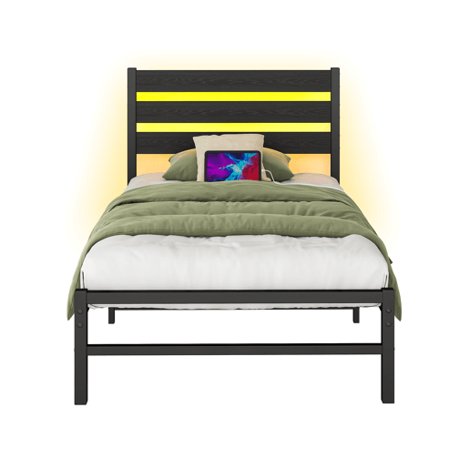 Cama multifuncional 90180x190 cm - com iluminação LED, tomadas e grande espaço de armazenamento - Cinza claro