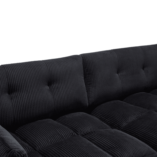 Sofá de 2 lugares - modular com 2 almofadas, 4 porta-copos, bolsos laterais e portas USB - preto