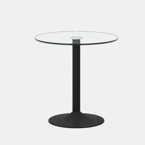 Mesa de bar redonda de 89 cm - Moderna, minimalista, vidro temperado - Preto, transparente