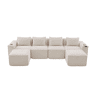 Sofá modular de 4 lugares com 2 pufes u2014 almofadas com molas ensacadas e espuma de alta densidade, suportes para copos e bolsos laterais, sem montagem u2014 Bege