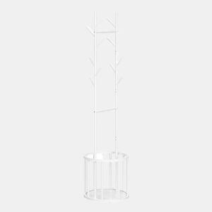 Cabo de roupa de pé 41x41x175 cm - Design em forma de árvore com cesto de arrumação, cabo de roupa independente - Branco