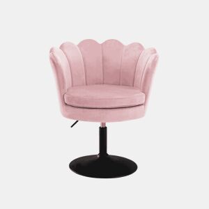 Banco giratório 61,5 x 65 x 83 cm - Design floral, baixo, multifuncional para maquilhagem e sala de jantar - Rosa