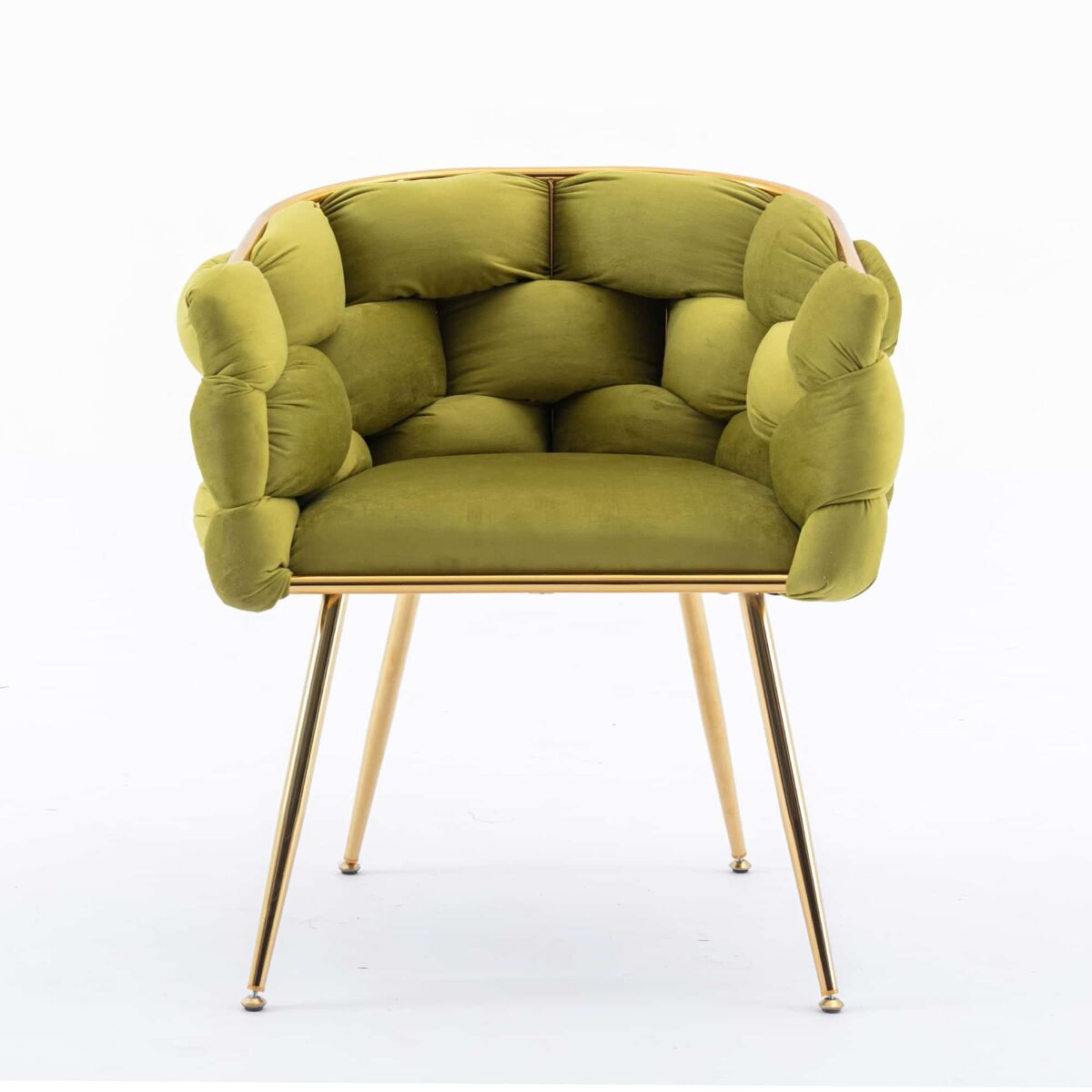 Sillón auxiliar 58x59x69 cm - moderno con estructura metálica, acolchado cómodo para dormitorio, salón y comedor - verde oliva