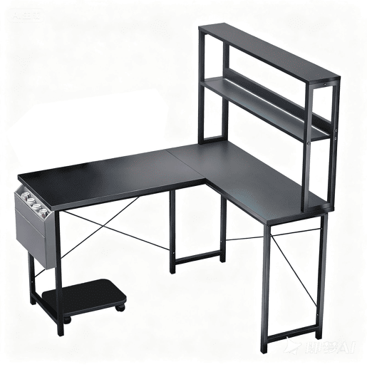 Mesa de Escritório em L com LED Tomadas e Prateleiras Escritório Gaming Mesa de Escritório em L com LED Tomadas e Prateleiras Escritório Gaming