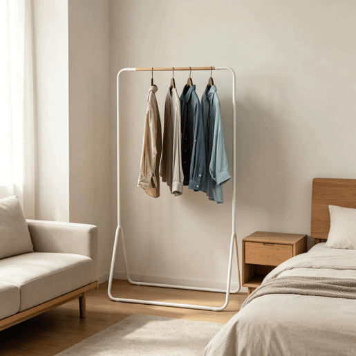 Cabideiro de pé 80x45x145 cm - multifuncional com barra para roupa e gancho para casacos - branco Cabideiro de pé 80x45x145 cm - multifuncional com barra para roupa e gancho para casacos - branco