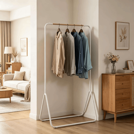 Cabideiro de pé 80x45x145 cm - multifuncional com barra para roupa e gancho para casacos - branco Cabideiro de pé 80x45x145 cm - multifuncional com barra para roupa e gancho para casacos - branco