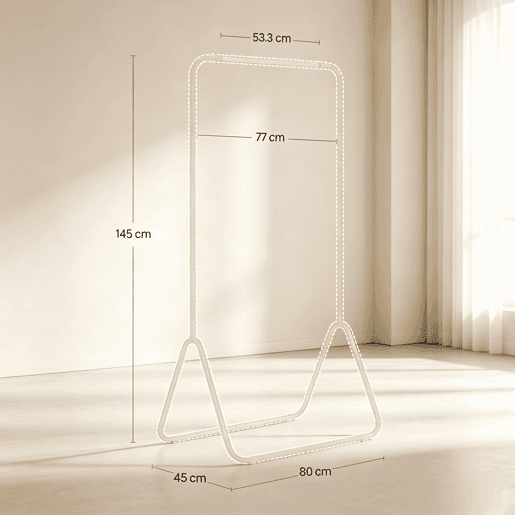 Cabideiro de pé 80x45x145 cm - multifuncional com barra para roupa e gancho para casacos - branco Cabideiro de pé 80x45x145 cm - multifuncional com barra para roupa e gancho para casacos - branco