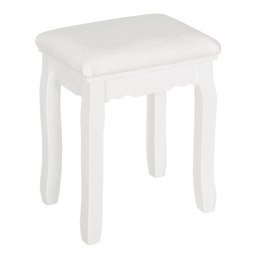 Banco de maquilhagem 38 x 28,5 x 45 cm - Estofado para quarto e maquilhagem - Branco