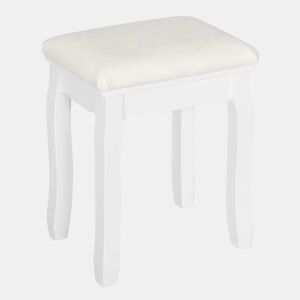 Banco de maquilhagem 38 x 28,5 x 45 cm - Estofado para quarto e maquilhagem - Branco