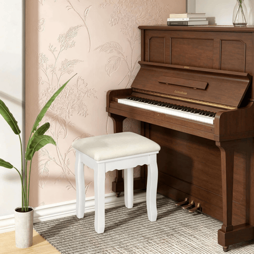 Banco de maquilhagem 38 x 28,5 x 45 cm - Estofado para quarto e maquilhagem - Branco