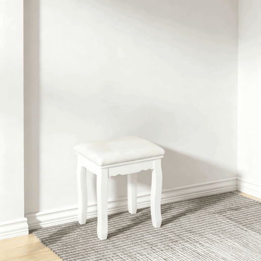 Banco de maquilhagem 38 x 28,5 x 45 cm - Estofado para quarto e maquilhagem - Branco