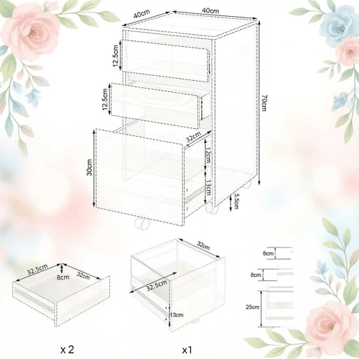 Armário auxiliar móvel com espaço de arrumação e um design elegante Armário auxiliar móvel com espaço de arrumação e um design elegante
