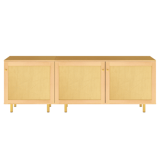 Aparador modular 63 x 180 x 40 cm - Armário de três portas, compartimento para talheres, estilo rústico - Natural Aparador modular 63 x 180 x 40 cm - Armário de três portas, compartimento para talheres, estilo rústico - Natural