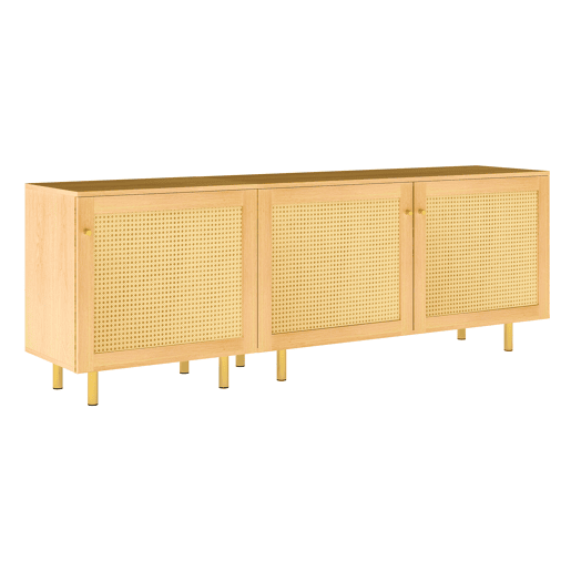 Aparador modular 63 x 180 x 40 cm - Armário de três portas, compartimento para talheres, estilo rústico - Natural Aparador modular 63 x 180 x 40 cm - Armário de três portas, compartimento para talheres, estilo rústico - Natural