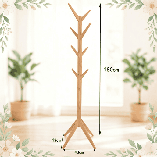 Cabideiro de pé 43x43x180 cm - design moderno em madeira para a sala de estar - Natural Cabideiro de pé 43x43x180 cm - design moderno em madeira para a sala de estar - Natural