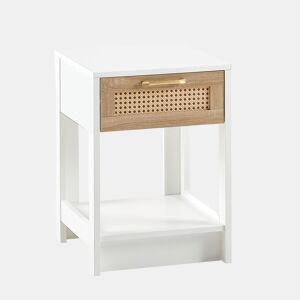 Aparador 63 x 120 x 40 cm - móvel de arrumação em rattan com 2 portas, estilo rústico para sala de jantar - natural