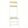 Cabideiro de pé - Design multifuncional 3 em 1 para roupa e casacos - Branco