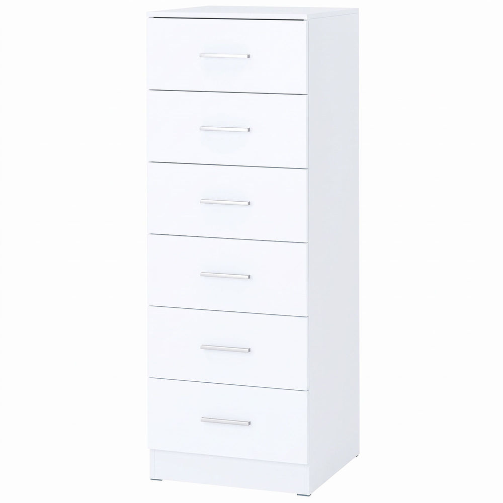 Homcom cómoda de 6 cajones, cajonera para dormitorio alta y estrecha, sinfonier para salón, vestidor, entrada, 40x40x110 cm, blanco