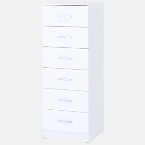 HOMCOM Cómoda de 6 Gavetas, Cómoda Alta e Estreita para Quarto, Sala, Closet ou Entrada, 40x40x110 cm, Cinzento Claro e Branco