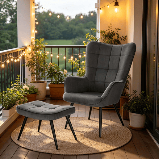 Poltrona relax com apoio para os pés - Conjunto de assento para ver televisão, confortável e elegante, com estilo reclinável - Cinza escuro