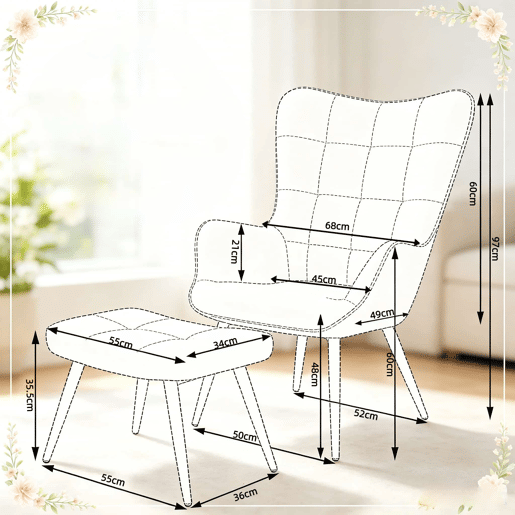 Poltrona relax com apoio para os pés - Conjunto de assento para ver televisão, confortável e elegante, com estilo reclinável - Cinza escuro