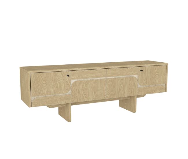 Mueble TV Rota de 150 cm con 3 puertas, acabado antracita, mueble de salón moderno con almacenaje cerrado