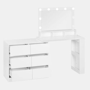 Penteadeira com espelho LED retangular 90 x 40 x 134,5 cm - design moderno - branco