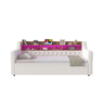 Sofá-cama 90 x 190 cm - cama extra extraível, veludo, arrumação, LED, USB e Type-C - Bege