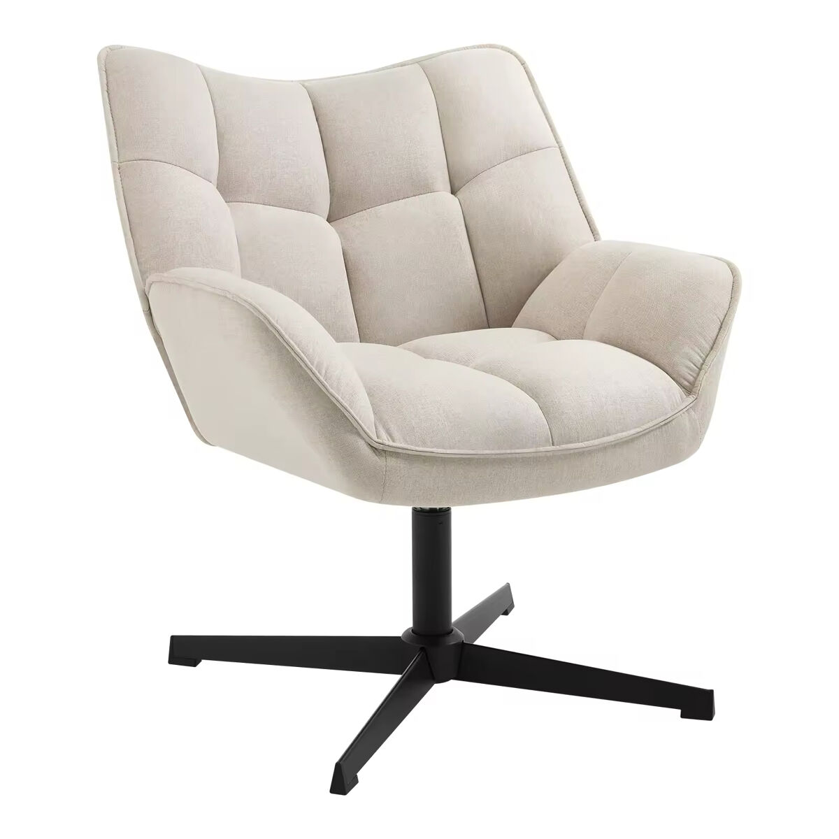 Sillón giratorio 67x68x80,5 cm - diseño envolvente con reposabrazos y función giratoria - beige