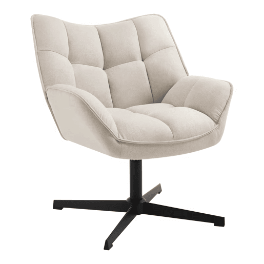 Poltrona giratória 67 x 68 x 80,5 cm - design envolvente com braços e função giratória - Bege Poltrona giratória 67 x 68 x 80,5 cm - design envolvente com braços e função giratória - Bege