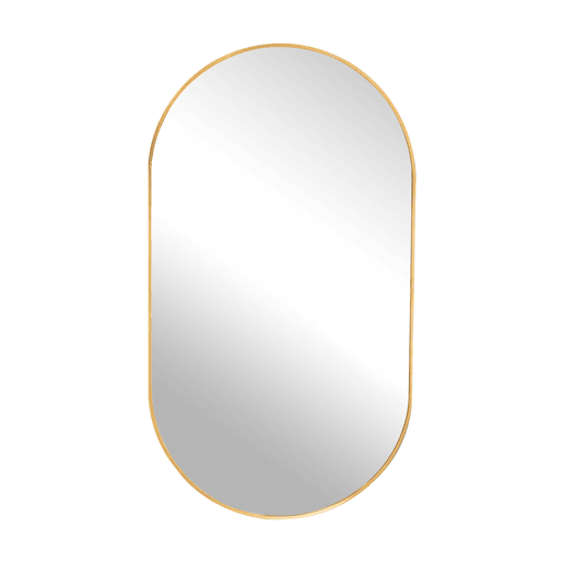 Espelho de Parede Oval Moderno Dourado com Película Antiexplosão e Moldura Elegante para Casa de Banho e Quarto 40x60cm Espelho de Parede Oval Moderno Dourado com Película Antiexplosão e Moldura Elegante para Casa de Banho e Quarto 40x60cm