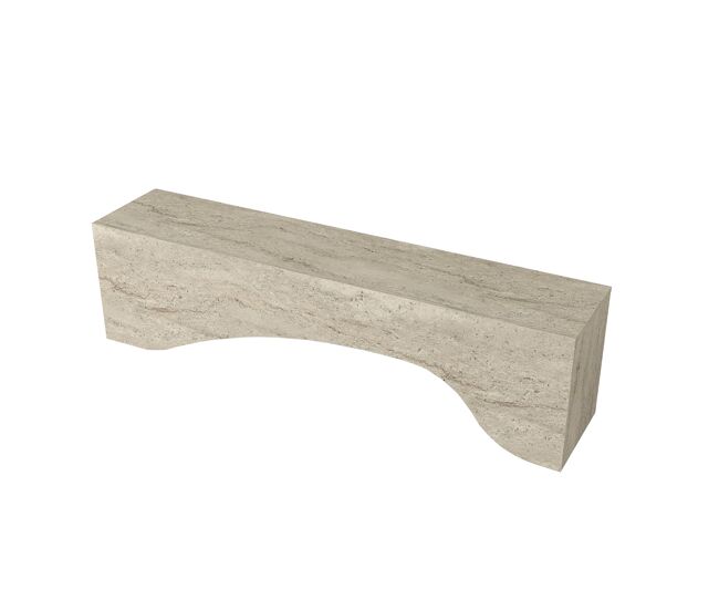 Mueble TV Mara de 150 cm con diseño curvo, acabado efecto travertino, mueble de salón moderno con líneas redondeadas