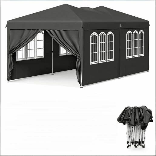 Gazebo de jardim 581 x 293 x 265 cm u2013 dobrável, espaçoso, com área de privacidade e saco de transporte u2013 Cinzento Gazebo de jardim 581 x 293 x 265 cm u2013 dobrável, espaçoso, com área de privacidade e saco de transporte u2013 Cinzento