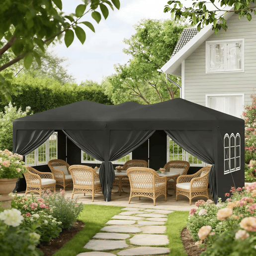 Gazebo de jardim 581 x 293 x 265 cm u2013 dobrável, espaçoso, com área de privacidade e saco de transporte u2013 Cinzento Gazebo de jardim 581 x 293 x 265 cm u2013 dobrável, espaçoso, com área de privacidade e saco de transporte u2013 Cinzento
