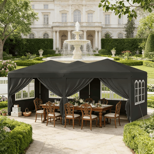 Gazebo de jardim 581 x 293 x 265 cm u2013 dobrável, espaçoso, com área de privacidade e saco de transporte u2013 Cinzento Gazebo de jardim 581 x 293 x 265 cm u2013 dobrável, espaçoso, com área de privacidade e saco de transporte u2013 Cinzento